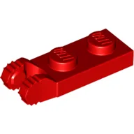 Hinge Plate 1 x 2 Locking with 2 Fingers On End, without Groove, 7 Teeth / Red