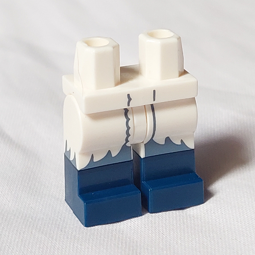 Lego Hips with White Legs and Dark Blue Boots Pattern with Medium Blue Fur print / White