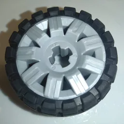 Wheel 60 x 34, with Black Tire 81 x 40 Balloon Offset Tread / Pearl Light Gray