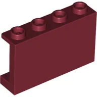Panel 1 x 4 x 2 with Side Supports - Hollow Studs / Dark Red