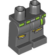 Lego Hips and Dark Bluish Gray Legs with Torn Pants, Yellow Skin, Lime Belt print / Dark Bluish Gray