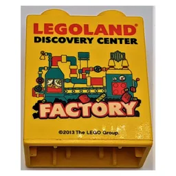 Duplo Brick 1 x 2 x 2 with Legoland Discovery Center Factory Print -2013 / Yellow
