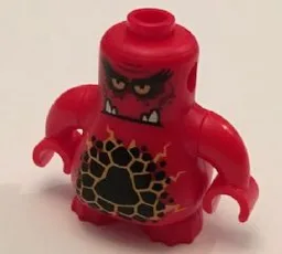Body, Nexo Knights Scurrier with Red Arms with Bright Light Orange Eyes and Closed Frown with 4 Sharp White Teeth Pattern