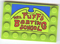 Tile, Modified 4 x 6 with Studs on Edges with 'MRS. PUFF'S BOATING SCHOOL' Pattern (Sticker) - Set 4982