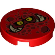Tile Round 2 x 2 with Nexo Knights Globlin Face Print / Red