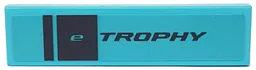 Tile 1 x 4 with Two Black Stripes and 'e TROPHY' on Medium Azure Background Pattern (Sticker) - Set 76898 / Medium Azure