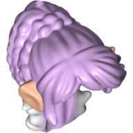 Lego Hair Long Tapered in Back with Braids, Bangs and Elf Ears Light Nougat Print / Lavender