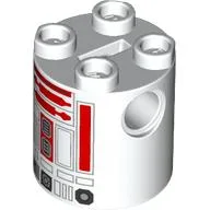 Brick Round 2 x 2 x 2 Robot Body with Red Astromech, R3-T6 Print
