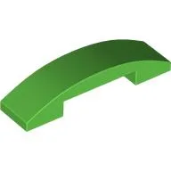 Brick Curved 4 x 1 Double, No Studs / Bright Green
