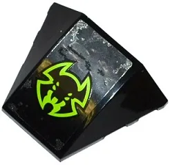 Wedge 4 x 3 Triple Curved No Studs with Lime Spider Logo Pattern (Sticker) - Set 70132
