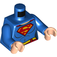Lego Torso Bodysuit, Belt, Red and Yellow Superman 'S' Logo Print (Supergirl), Blue Arms, Light Nougat Hands / Blue