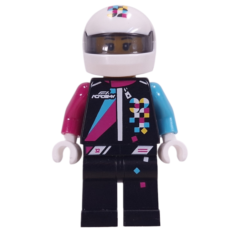 Lego F1 ACADEMY Driver, Black Suit, White Helmet