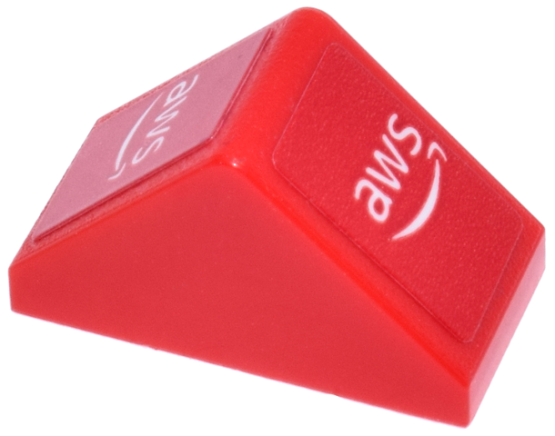 Lego Slope 45 2 x 1 Double with Bottom Stud Holder with White 'aws' and Arrow Logo Pattern (Stickers) - Set 77242