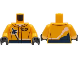Torso Jacket with Dark Blue Stripe, Airplane and Gold Logo Pin Pattern / Bright Light Orange Arms / Black Hands