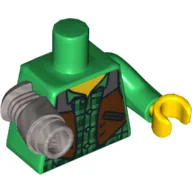 Torso Checkered Shirt and Dark Brown Vest Print (Jack McHammer), Green Left Arm with Yellow Hand, Flat Silver Mech Right Arm / Green