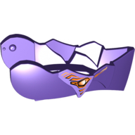 Lego Large Figure Head, Jaw without Axle Hole with Orange Eyes Print / Dark Purple