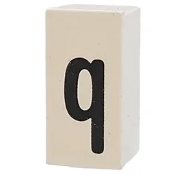 Tile Special 1 x 2 x 5/6 with Stud Hole in End with 'q' Print