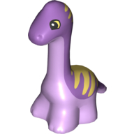 Lego Duplo Dinosaur Diplodocus Baby with Medium Lavender Top, Bright Light Yellow Stripes print / Lavender