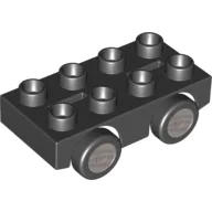Duplo Car Base 2 x 4 with Silver Hubs on 4 Tires Print / Black