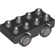 Lego Duplo Car Base 2 x 4 with Silver Hubs on 4 Tires Print / Black