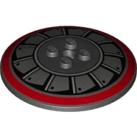 Dish 6 x 6 Inverted (Radar) with Dark Red Circle and Dark Bluish Gray and Metallic Silver Fan Blades Print
