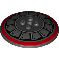 Lego Dish 6 x 6 Inverted (Radar) with Solid Studs and Dark Red Circle and Dark Bluish Gray and Metallic Silver Fan Blades print
