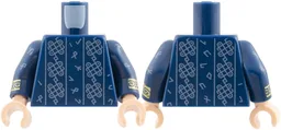 Torso Torso Robe with Sand Blue Runes and Grids Pattern / Dark Blue Arms with Sand Blue Runes, Gold Cuff Pattern / Light Nougat Hands / Dark Blue