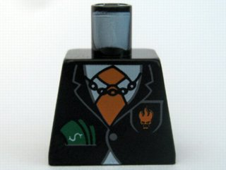 Lego Torso Agents Villain Suit with Orange Tie and Cash in Pocket, Dollar Sign on Back Pattern