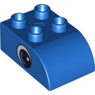 Duplo Brick 2 x 3 with Curved Top with Eye Print on Both Sides / Blue