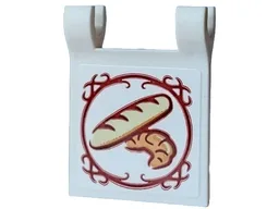 Flag 2 x 2 Square with Flared Edge with Tan Baguette and Medium Nougat Croissant in Reddish Brown Circle with Filigree Pattern on Both Sides (Stickers) - Set 910032