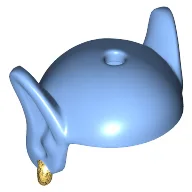 Bald Head with Hole in Top and Long Pointed Ears and Gold Earring in Right Ear [Genie] / Medium Blue