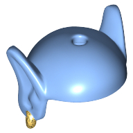 Lego Bald Head with Hole in Top and Long Pointed Ears and Gold Earring in Right Ear [Genie] / Medium Blue