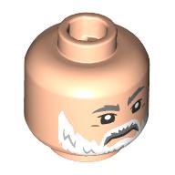 Lego Minifig Head Baylan Skoll, Dark Bluish Grey Eyebrows, White Beard, Stern / Open Mouth Angry / Light Nougat