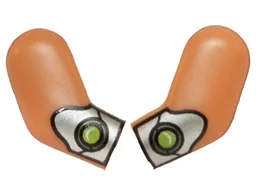 Arm, (Matching Left and Right) Pair with Silver Gauntlets with Lime Jewels Pattern / Nougat