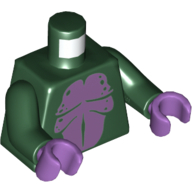 Lego Torso Bare Chest, Medium Lavender Stomach Print, Dark Green Arms, Medium Lavender Hands / Dark Green