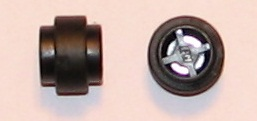 Lego Wheel 11mm D. x 12mm, Hole Notched for Wheels Holder Pin with Black Tire 14mm D. x 6mm Solid Smooth (6014b / 50945)