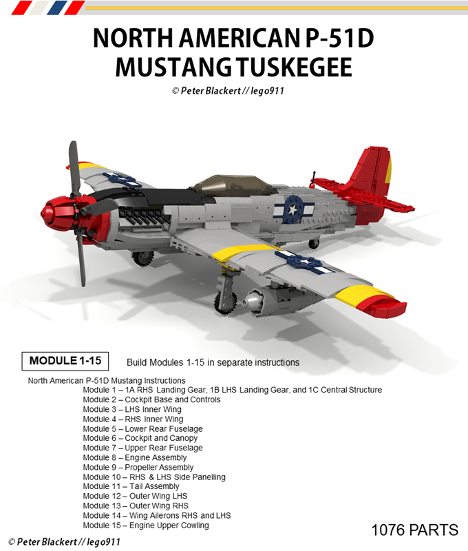 Lego Aircraft - North American Mustang P-51D - Tuskegee Airmen - Miniland 1:21 Expert