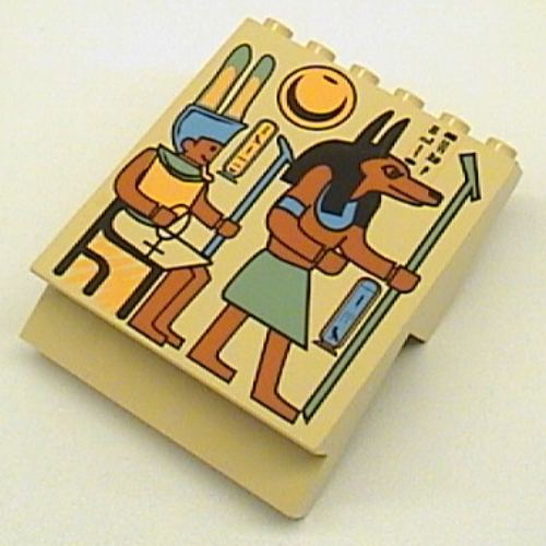 Lego Panel 4 x 6 x 6 Sloped with Hieroglyphs and Jackal Print