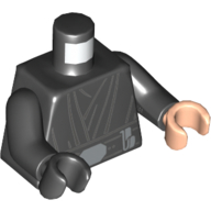Lego Torso, Odd Hands, Robe, Silver Belt Print, Black Arms, Left Light Nougat Hand, Right Black Hand / Black