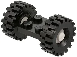 Plate, Modified 2 x 2 with White Wheels with Black Tires 21mm D. x 9mm Offset Tread Medium (122c02 / 4084)