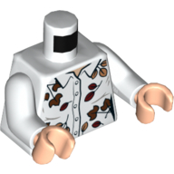 Lego Torso Shirt with Brown Leaves Print, White Arms, Light Nougat Hands / White