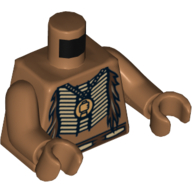 Lego Torso Bare Chest with Beaded Armor, Fur and Gold Minifig Pendant Print, Medium Nougat Arms and Hands / Medium Nougat