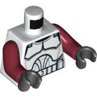 Lego Torso Clone Trooper Armor Print, Dark Red Arms, Black Hands / White