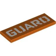 Tile 2 x 6 with White 'GUARD' Print / Reddish Orange
