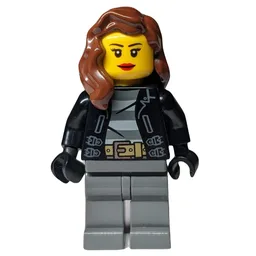 Criminal, Woman, Open Black Jacket over Prison Shirt, Reddish Brown Hair