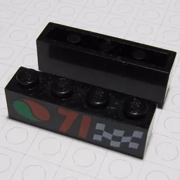 Brick 1 x 4 with '71', Chequered Flag, and Octan Logo Print