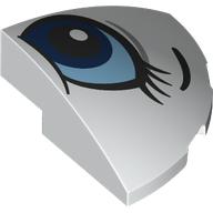 Lego Brick Round Corner, Curved 3 x 3 x 1 Quarter Circle with Bright Light Blue/Dark Blue Eye, Left print