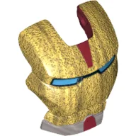 Headwear Accessory Visor Top Hinge with Gold Face Shield, Blue Eyes and Silver Chin Print (Iron Man) / Dark Red