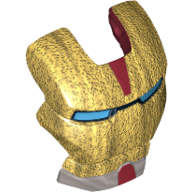 Lego Headwear Accessory Visor Top Hinge with Gold Face Shield, Blue Eyes and Silver Chin Print (Iron Man)