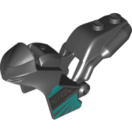 Lego Fairing, Motorcycle, Racing (Sport) Bike with 1 x 2 Studs and Dark Turquoise Stripes and 'NITRO' Print